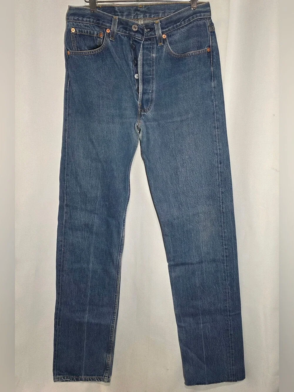 Vintage 90s Levis 501 Jeans Button Fly Size 32X38 Made In USA Denim
